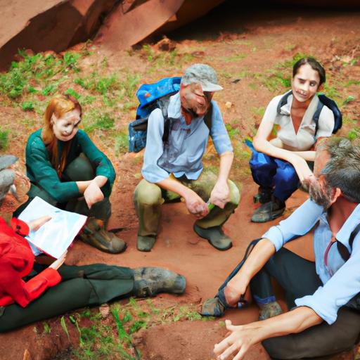 Explorers and locals engage in a cultural exchange of knowledge and ideas.